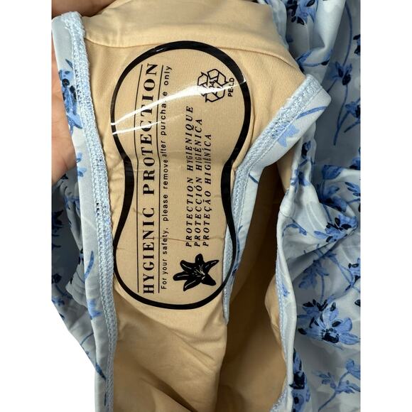 NWT A Pea in the Pod Ruffled Maternity Floral Swimsuit Light Blue Size XS - Picture 5 of 8